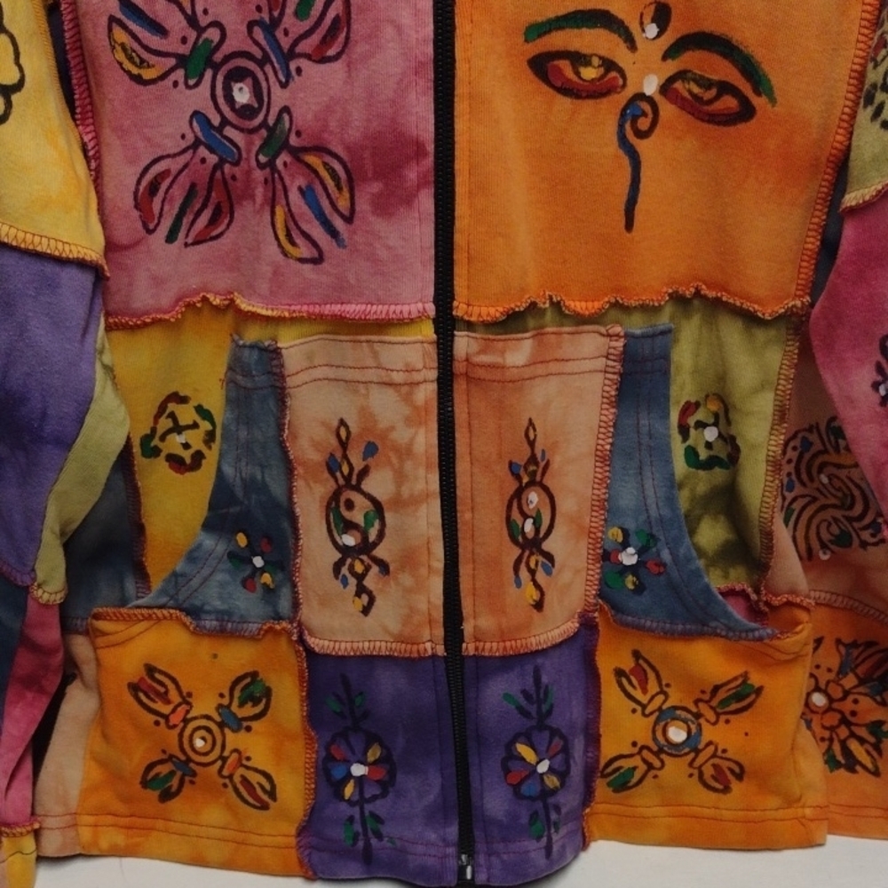 Rising International Multicolor Patchwork Hoodie,… - image 3